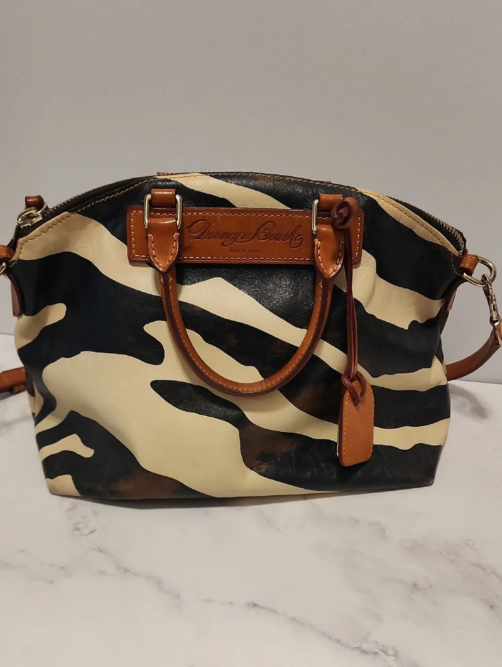 Dooney & Bourke Florentine Vacchetta Vintage Zebra Print Leather  Purse